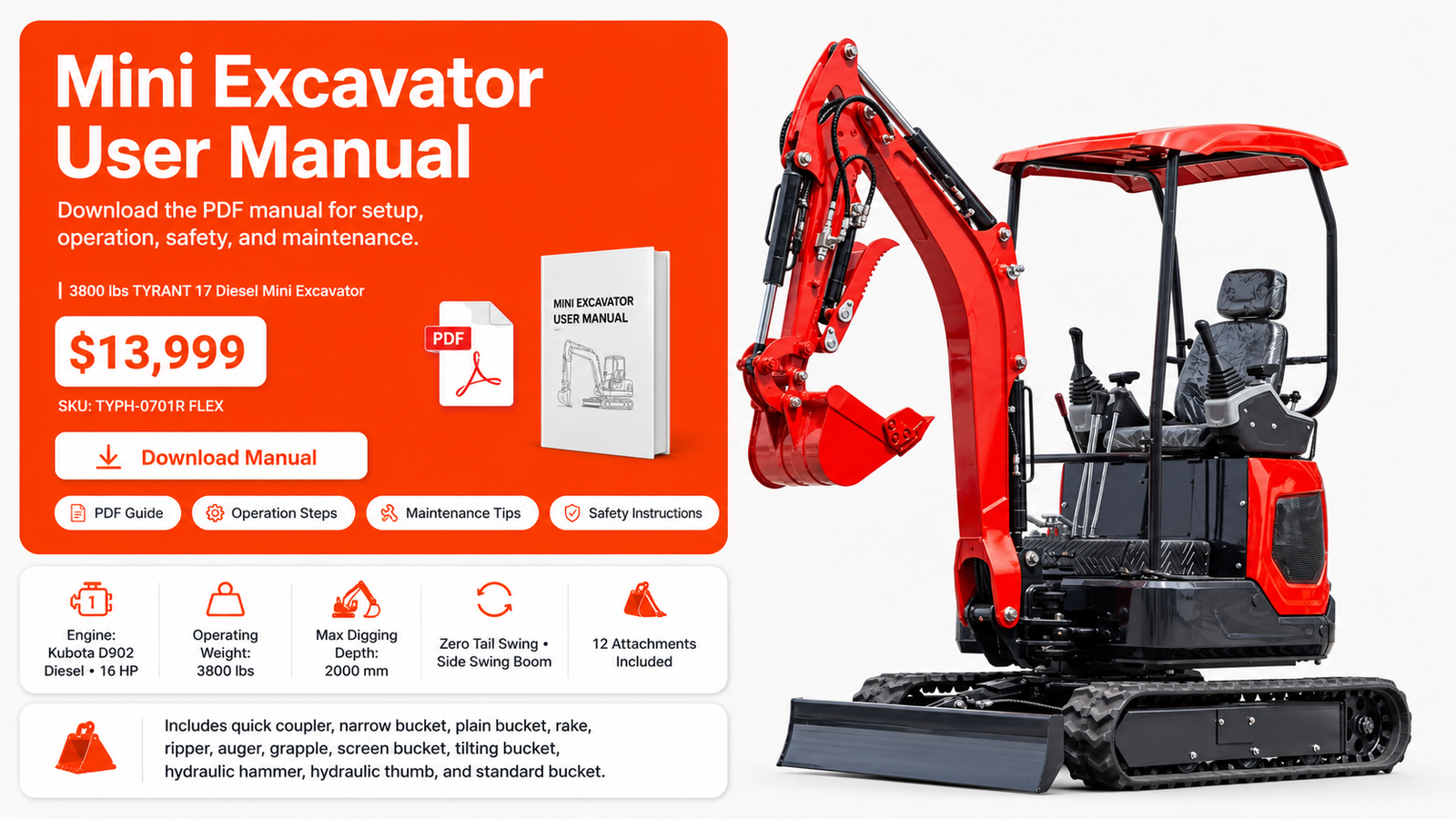 Tyrant 17 Mini Excavator