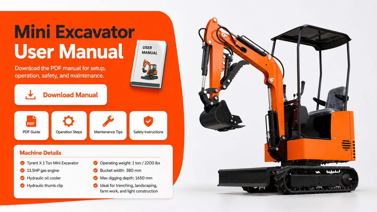 Tyrant X 1 Ton Mini Excavator