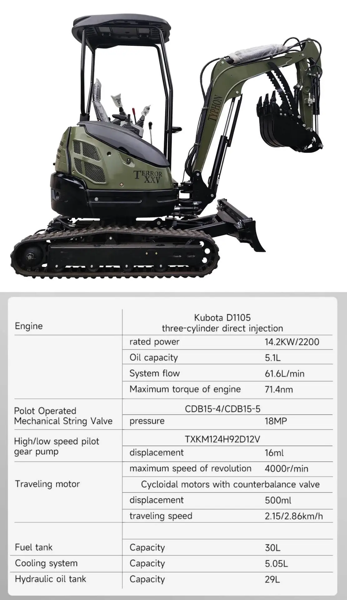 TYPHON TERROR XXV 2.5 Ton Excavator