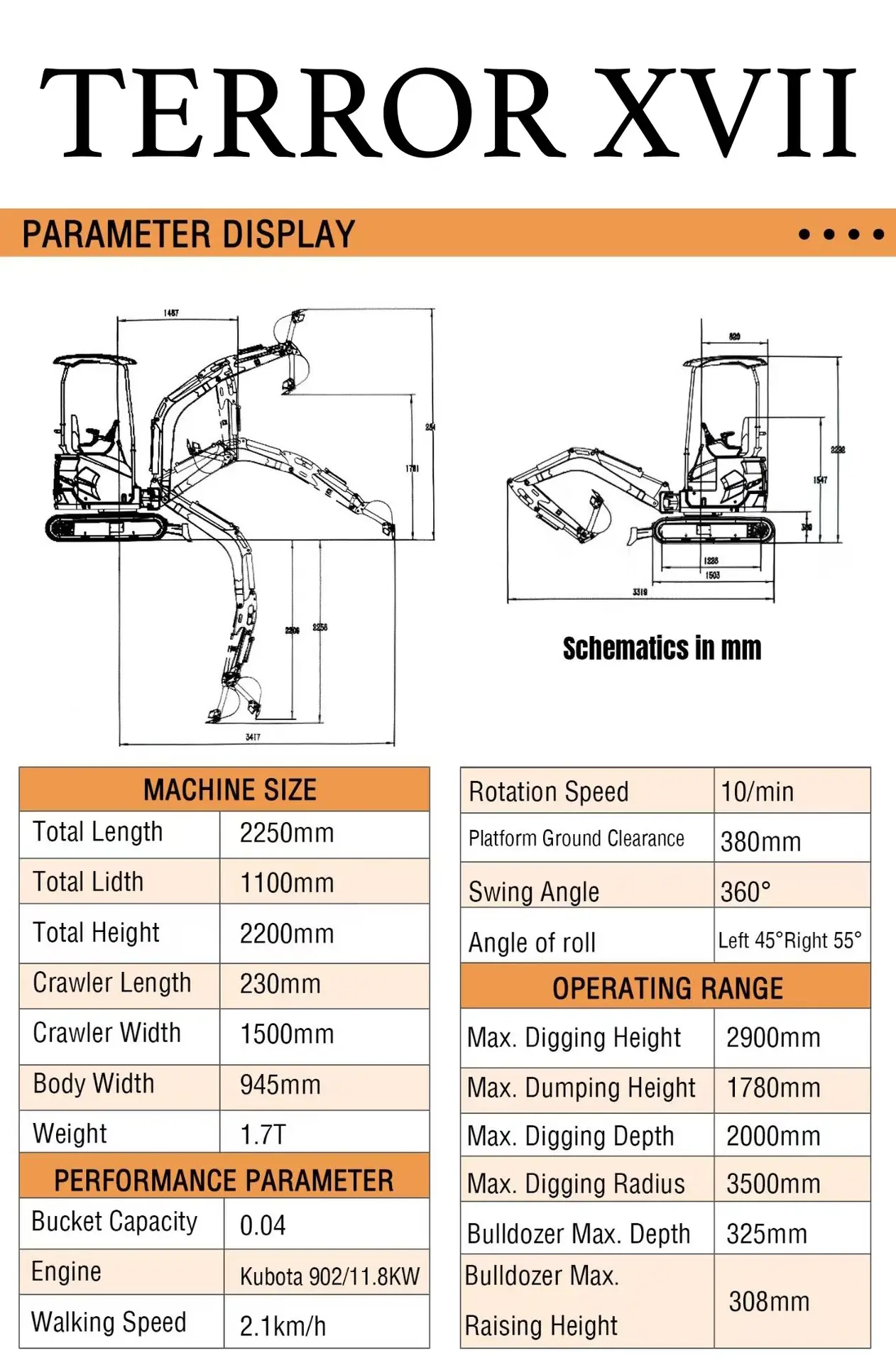 TYPHON TERROR XVII 3800 lb Excavator
