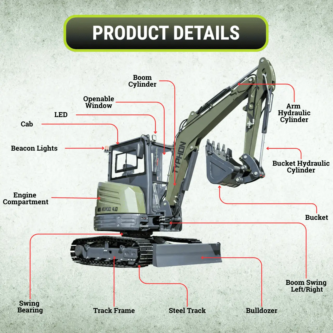 TYPHON KUVUO 4 Ton Cabin Excavator