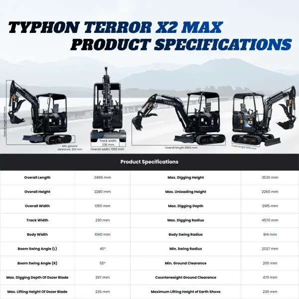 TYPHON TERROR X2 Max Canopy Mini Excavator