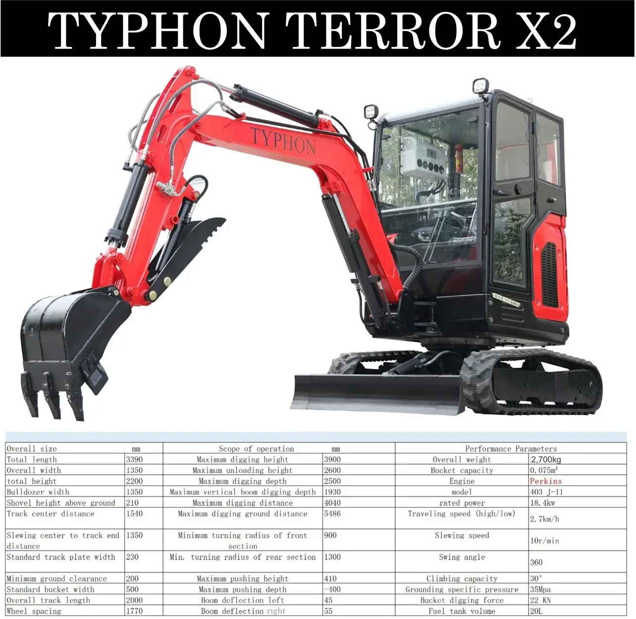 TYPHON TERROR X2 2.7 Ton Excavator