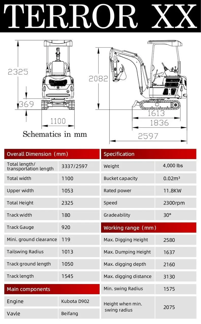 TYPHON TERROR XX 4000 lb Excavator