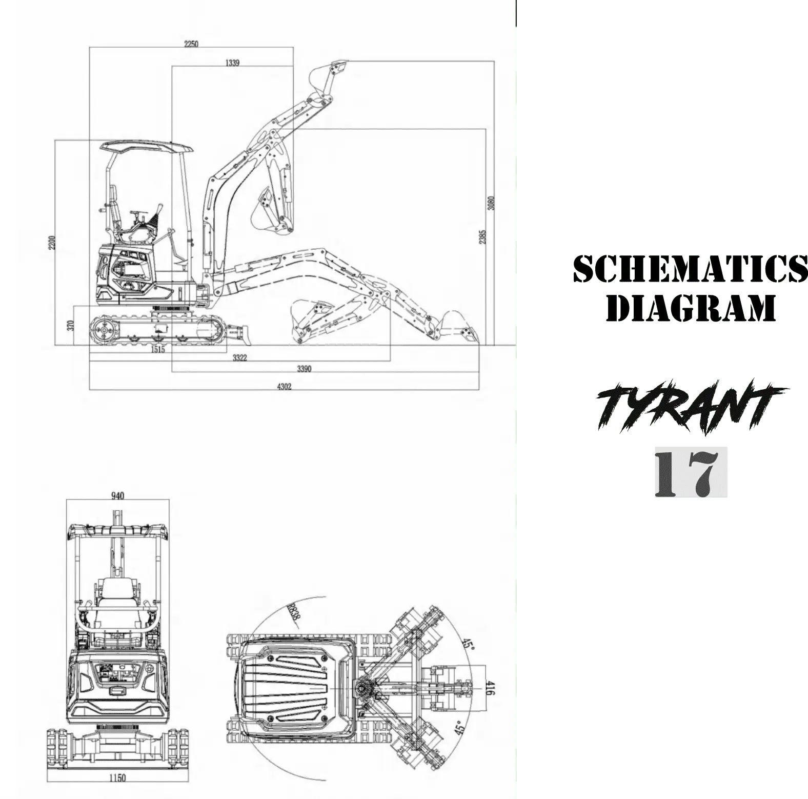 TYRANT 17 Kubota Mini Excavator Kit