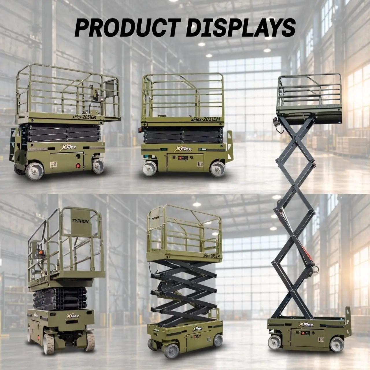 TYPHON xFLEX-2031EM 1.2 Ton Electric Mini Scissor Lift with 20ft Max Platform Height and 19.7″ Platform Extend