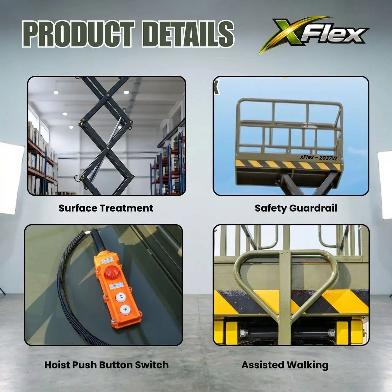 TYPHON xFlex-2037W Walk-Behind Scissor Lift comes with 20ft Working Height and Manual outriggers 1102 lbs load capacity 110V Electric
