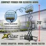 TYPHON xFlex-2037W Walk-Behind Scissor Lift comes with 20ft Working Height and Manual outriggers 1102 lbs load capacity 110V Electric