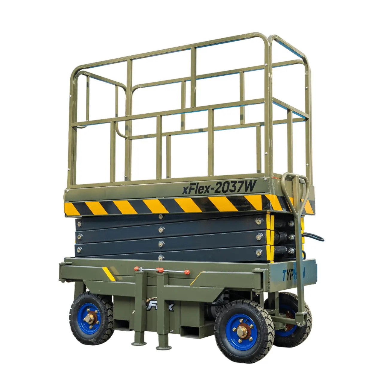 TYPHON xFlex-2037W Walk-Behind Scissor Lift comes with 20ft Working Height and Manual outriggers 1102 lbs load capacity 110V Electric