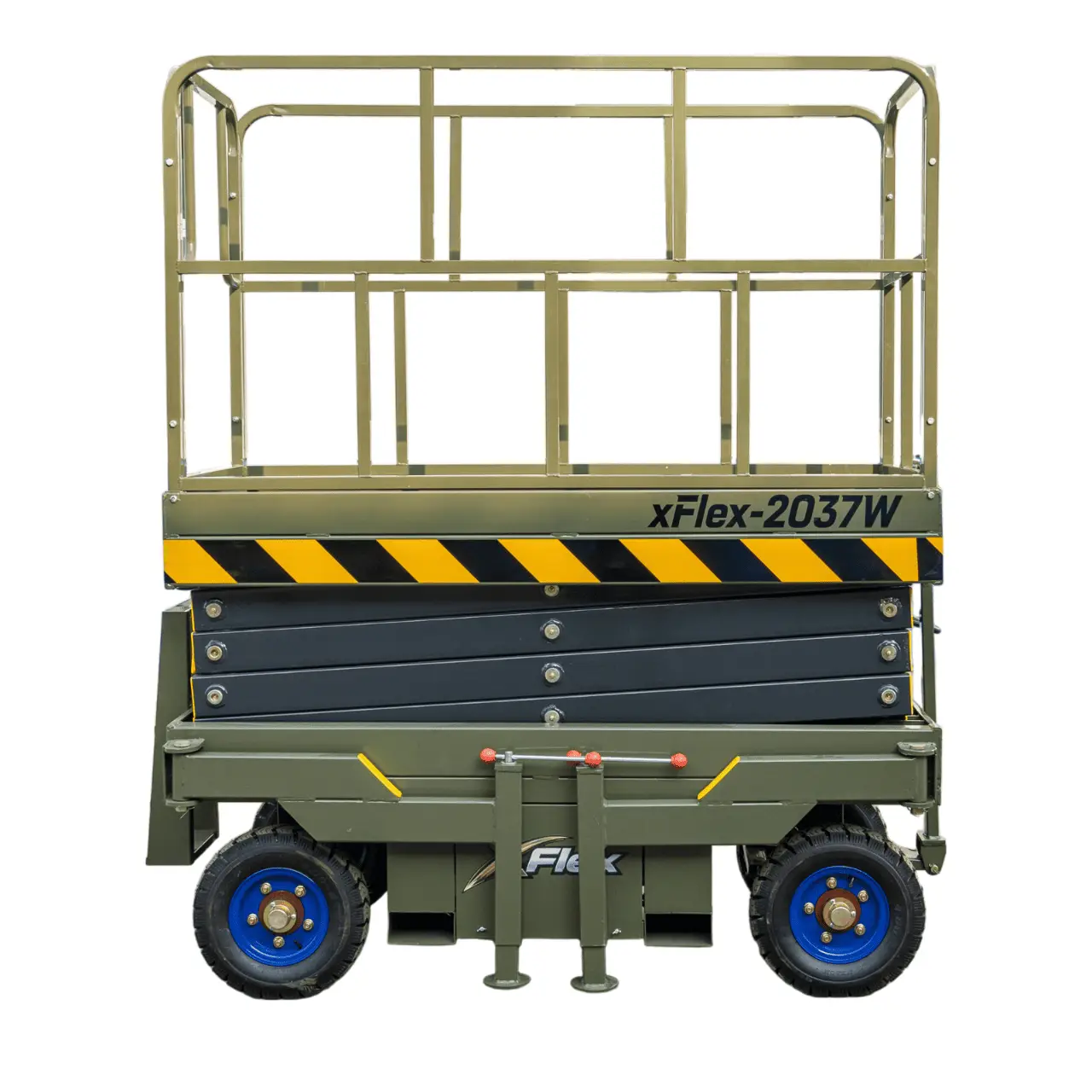 TYPHON xFlex-2037W Walk-Behind Scissor Lift comes with 20ft Working Height and Manual outriggers 1102 lbs load capacity 110V Electric