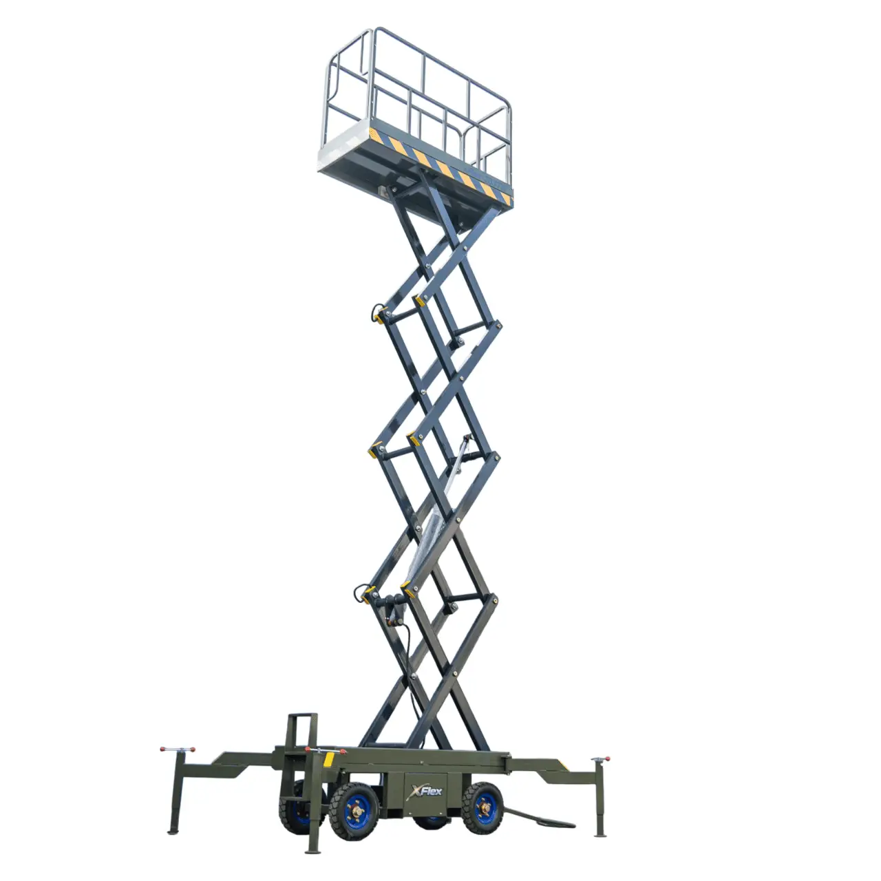 TYPHON xFlex-2037W Walk-Behind Scissor Lift comes with 20ft Working Height and Manual outriggers 1102 lbs load capacity 110V Electric