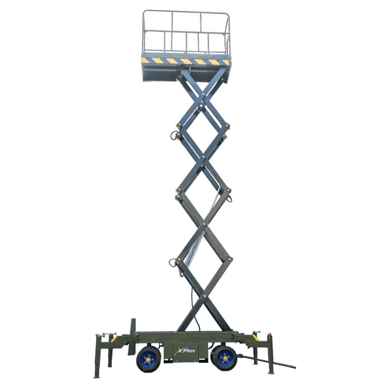 TYPHON xFlex-2037W Walk-Behind Scissor Lift comes with 20ft Working Height and Manual outriggers 1102 lbs load capacity 110V Electric