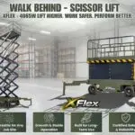 TYPHON xFlex 4065W Walk Behind Scissor Lift 2.7 Ton with Assisted Walking, Manual outriggers of 40 ft lifting Height & 110V Electric