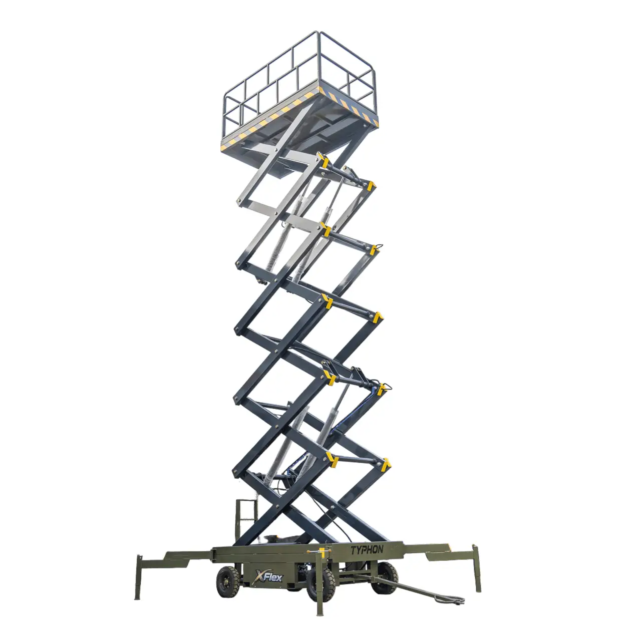 TYPHON xFlex 4065W Walk Behind Scissor Lift 2.7 Ton with Assisted Walking, Manual outriggers of 40 ft lifting Height & 110V Electric