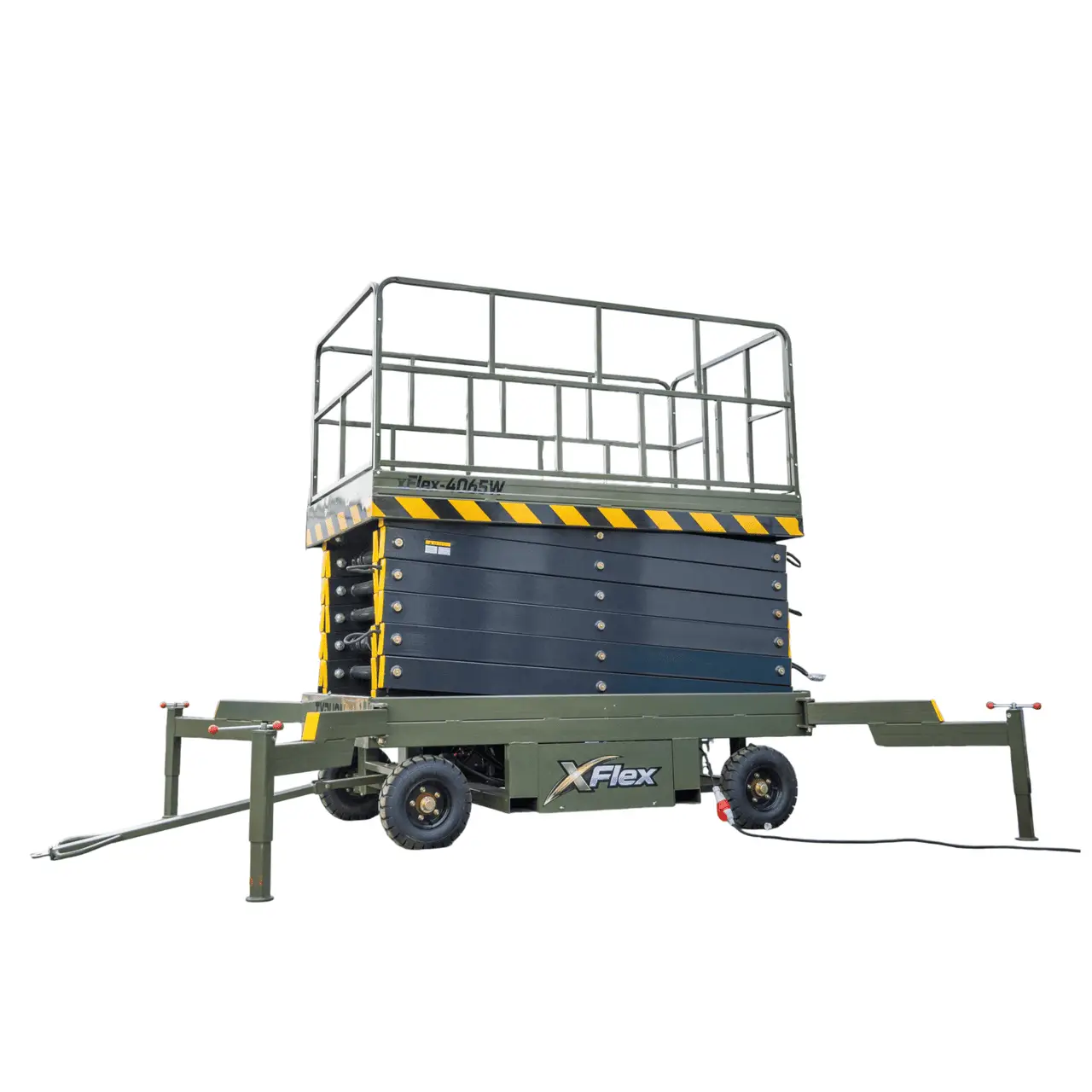 TYPHON xFlex 4065W Walk Behind Scissor Lift 2.7 Ton with Assisted Walking, Manual outriggers of 40 ft lifting Height & 110V Electric