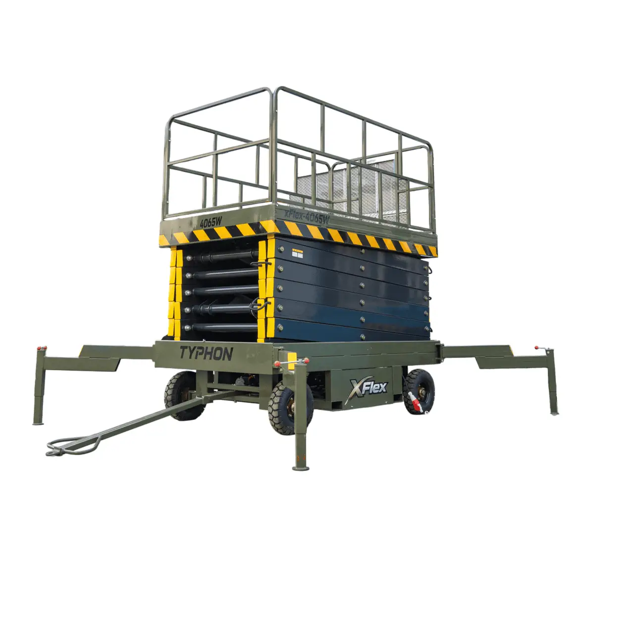 TYPHON xFlex 4065W Walk Behind Scissor Lift 2.7 Ton with Assisted Walking, Manual outriggers of 40 ft lifting Height & 110V Electric