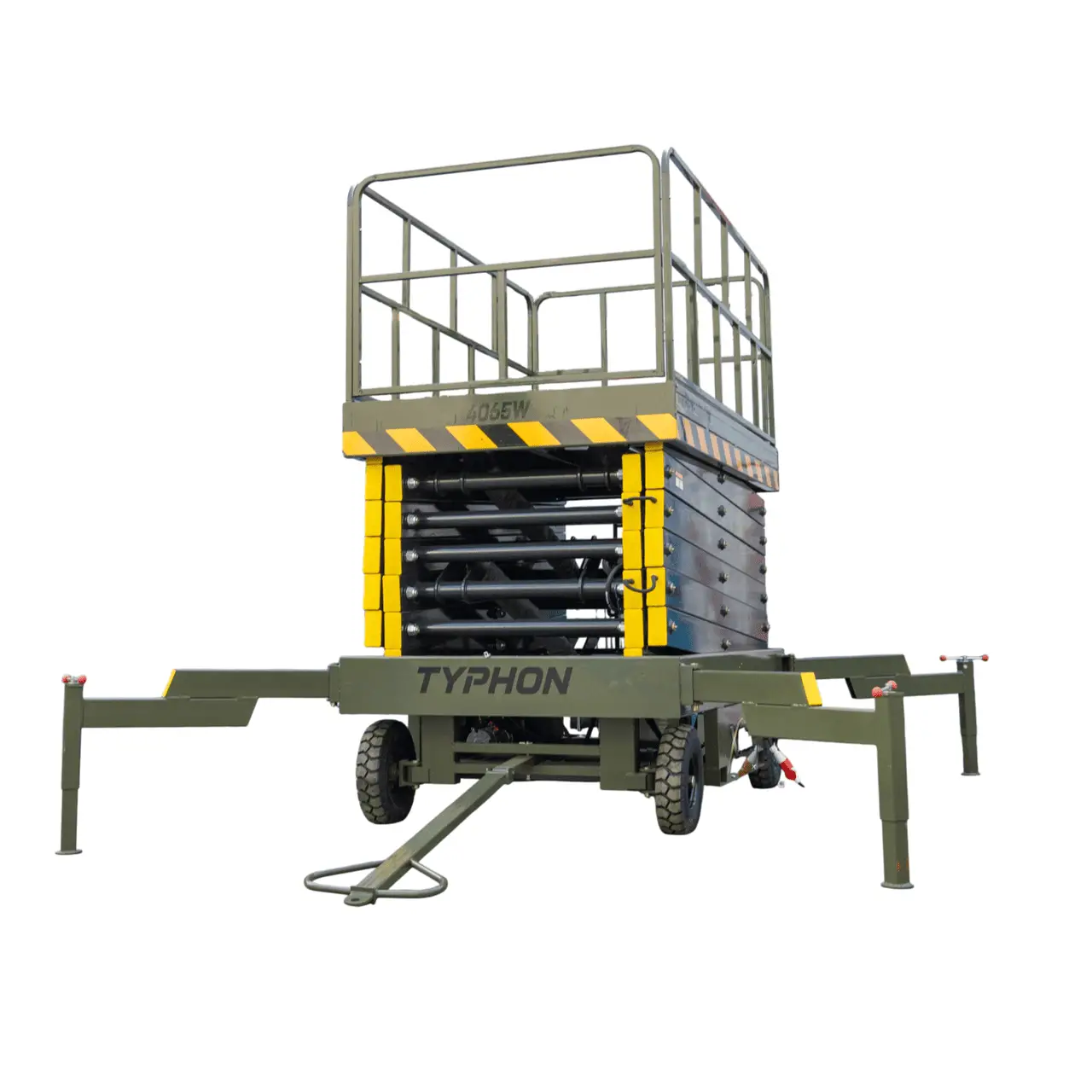 TYPHON xFlex 4065W Walk Behind Scissor Lift 2.7 Ton with Assisted Walking, Manual outriggers of 40 ft lifting Height & 110V Electric