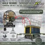 TYPHON xFlex 4065W Walk Behind Scissor Lift 2.7 Ton with Assisted Walking, Manual outriggers of 40 ft lifting Height & 110V Electric