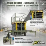 TYPHON xFlex 4065W Walk Behind Scissor Lift 2.7 Ton with Assisted Walking, Manual outriggers of 40 ft lifting Height & 110V Electric