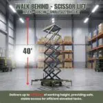 TYPHON xFlex 4065W Walk Behind Scissor Lift 2.7 Ton with Assisted Walking, Manual outriggers of 40 ft lifting Height & 110V Electric