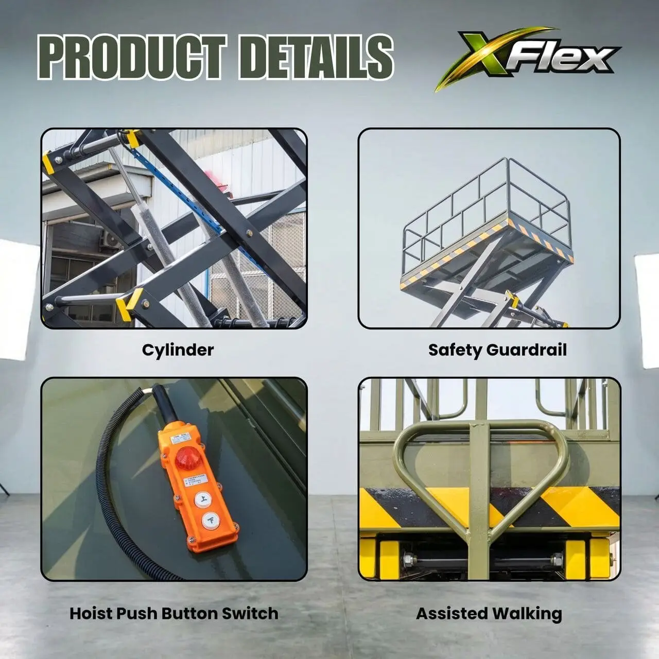 TYPHON xFlex 4065W Walk Behind Scissor Lift 2.7 Ton with Assisted Walking, Manual outriggers of 40 ft lifting Height & 110V Electric