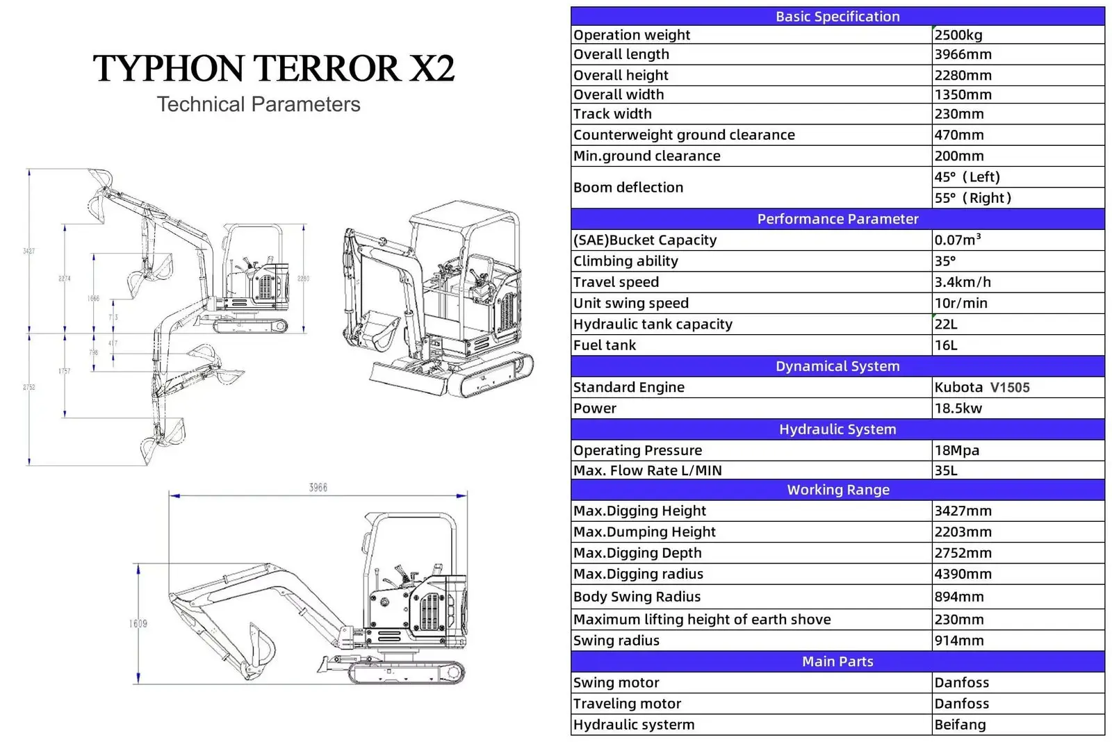 TYPHON TERROR X2 STORM Kubota 2.5 Ton