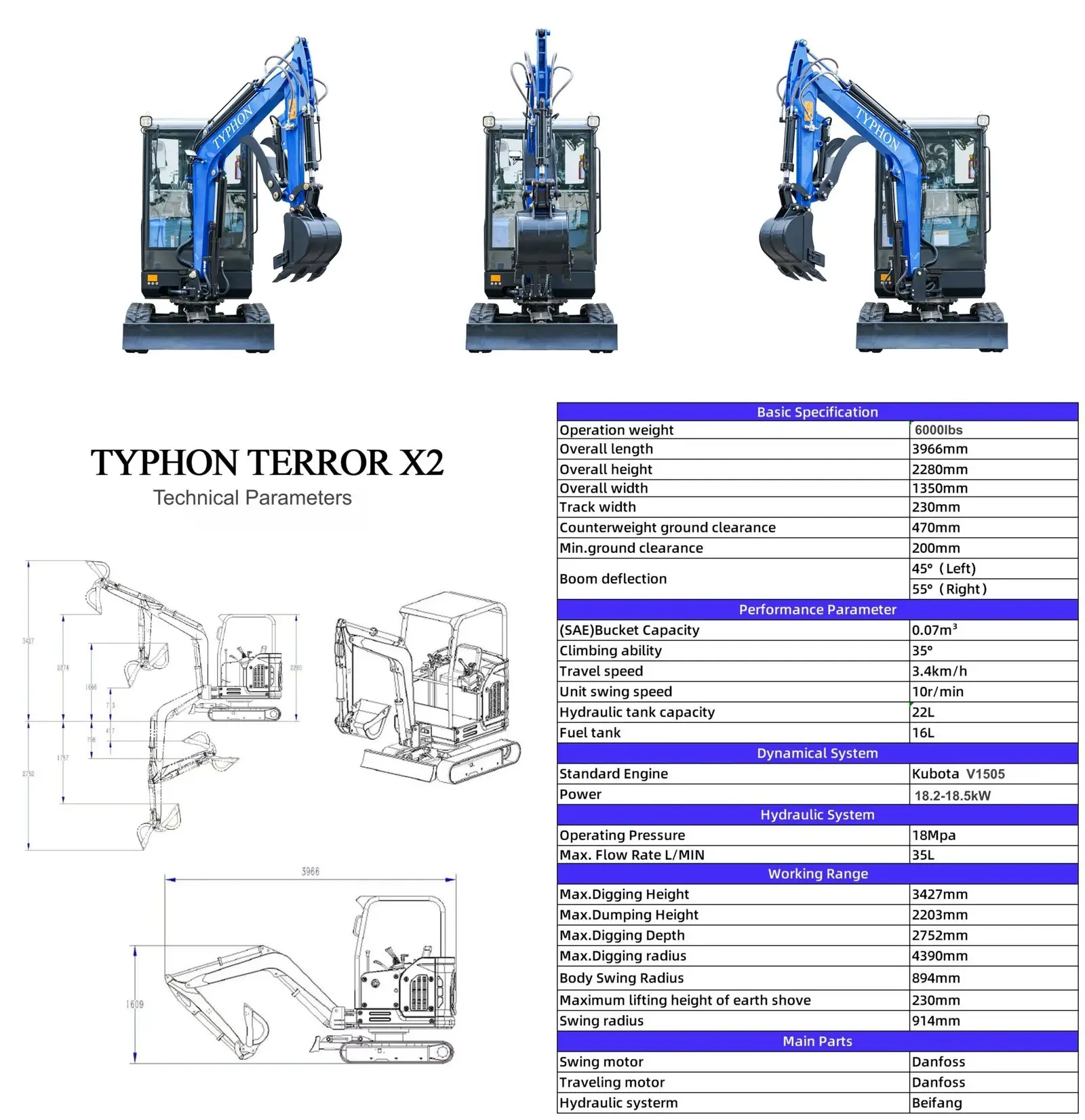 TYPHON TERROR X2 Kubota 2.7 Ton