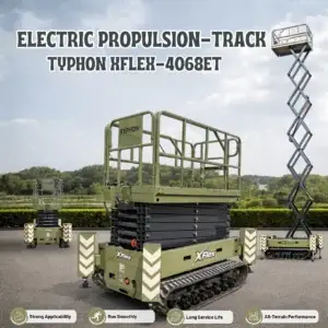 TYPHON xFlex 4068ET Electric Rubber Track Scissor Lift 3.2 Ton with 5.4HP Hydraulic Pump Motor Drive and Hydraulic Lifting Cylinder, 40 ft Max Lifting Height