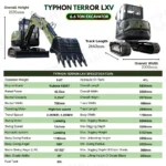 TYPHON TERROR LXV 6.6 Ton Excavator Kubota V2607 56.9HP AC/Heater Cabin Boom Swing