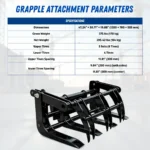 TYPHON Skoop Heavy-Duty Wheel Loader Log Grapple 295 lbs Robust Log & Brush Handler with 6+4 Tine Grip