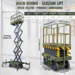 TYPHON xFlex-2037W Walk-Behind Scissor Lift comes with 20ft Working Height and Manual outriggers 1102 lbs load capacity 110V Electric