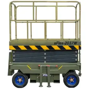 TYPHON xFlex-2037W Walk-Behind Scissor Lift comes with 20ft Working Height and Manual outriggers 1102 lbs load capacity 110V Electric