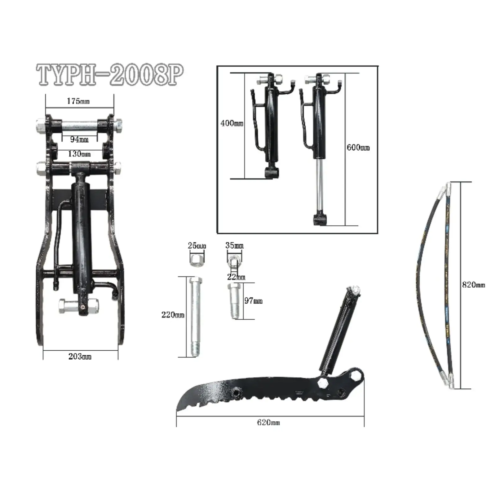 Budget Style Hydraulic Thumb Clip Attachment for Mini Excavators Digger Track Crawler