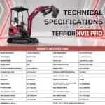 TYPHON TERROR XVII PRO 3800 lbs Mini Excavator Kubota Diesel, Hydraulic Thumb, Dozer Blade & Boom Swing