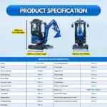 TYPHON TERROR XIX Prestige AC/Heater Cabin Mini Excavator 4200lbs 20.4 HP Kubota D902 with Boom Swing, Retractable Tracks