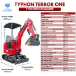 TYPHON TERROR ONE STORM 1 Ton Mini Excavator Trench Digger with Hydraulic Oil Cooler Canopy & Wide Bucket Ideal for Garden, Farm, Park & Road Work Digging, Drilling, Bull-Dozing