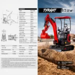 3800lbs TYRANT 17 Diesel Mini Excavator Kubota D902 Engine Side Swing w 12 attachments