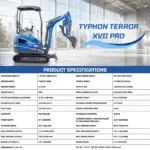 New TYPHON TERROR XVII PRO 3800 lb Mini Excavator – Kubota Diesel, Premium Hydraulics, 14kN Dig Force, Boom Swing