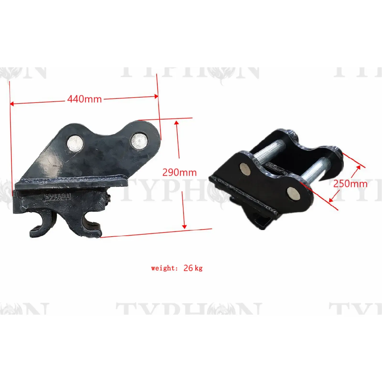 TYPHON 2.5 Ton Mini Excavator Attachment Mechanical Quick Hitch Quick Coupler For TERROR X2 PRO