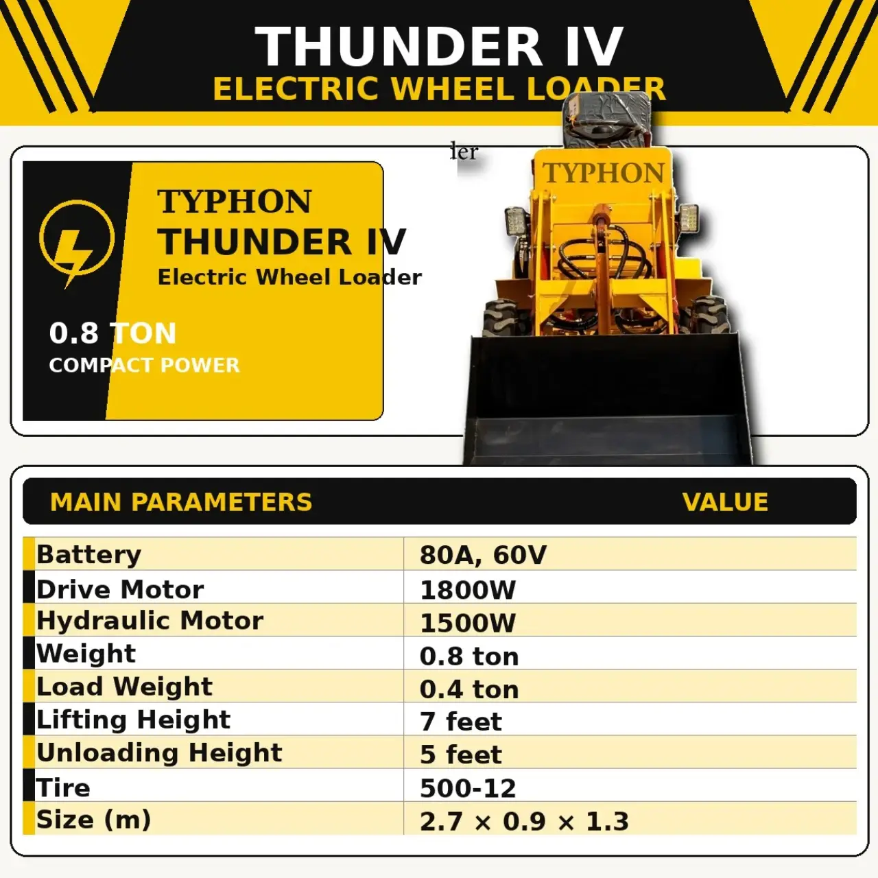 TYPHON Thunder IV Electric Wheel Loader USA