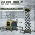 TYPHON xFlex-4065W Walk-Behind Scissor Lift 2.7 Ton with Assisted Walking, Manual outriggers of 40 ft lifting Height & 110V Electric