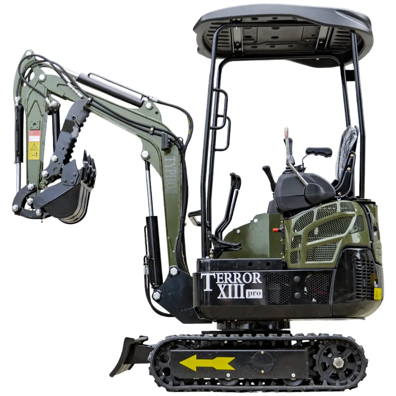 TYPHON TERROR XIII PRO Mini Excavator – 1.3 Ton Trench Digger with Canopy, Hydraulic Thumb Clip, 22.1hp Honda Engine USA