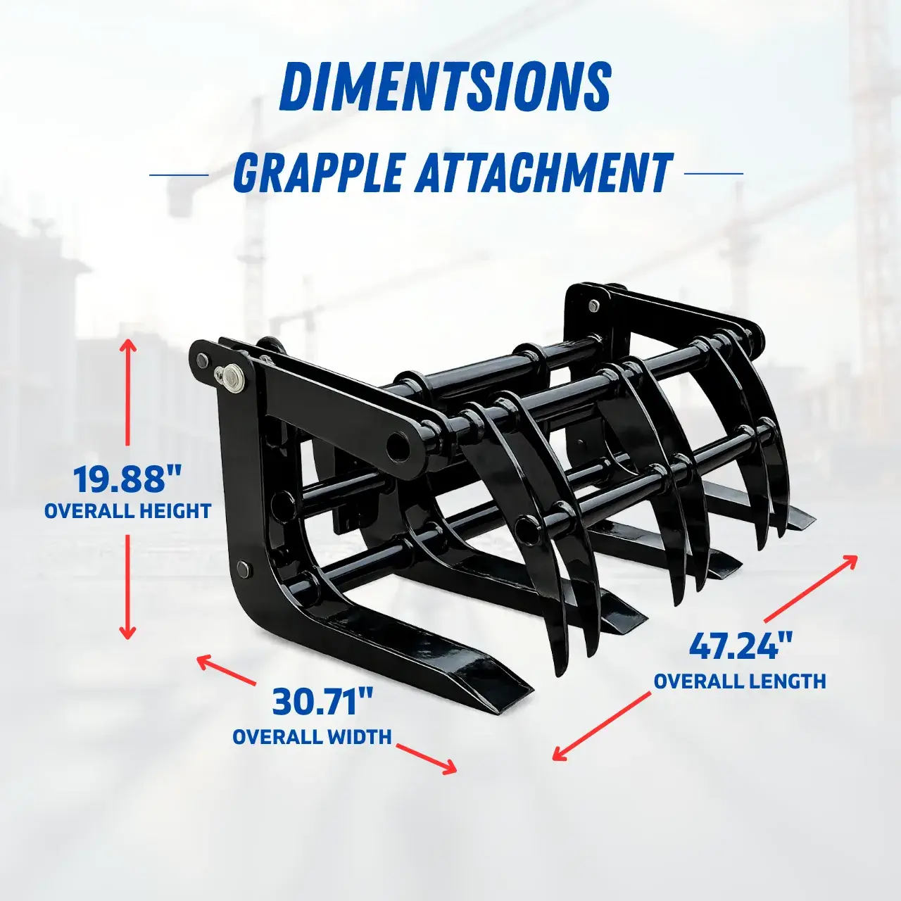 TYPHON Skoop Heavy-Duty Wheel Loader Log Grapple 295 lbs Robust Log & Brush Handler with 6+4 Tine Grip