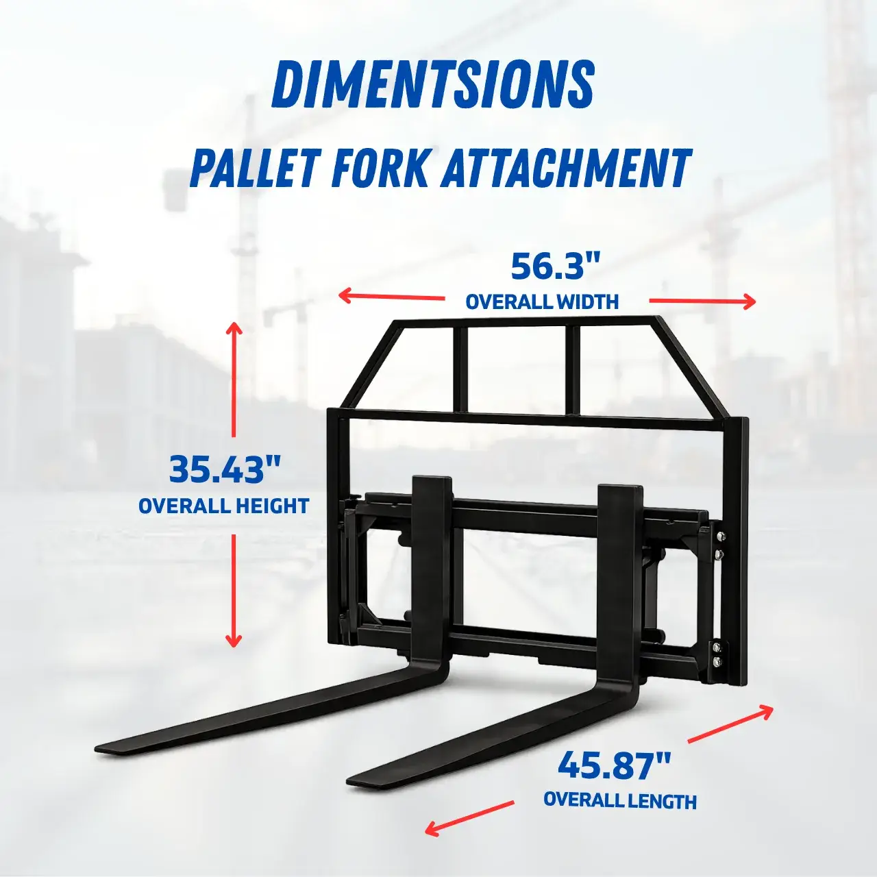 TYPHON Skoop Hydraulic Pallet Fork Attachment for Wheel Loader 43 Inch 11.1 GPM