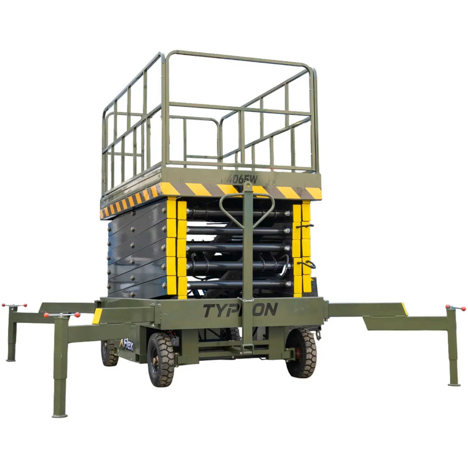 TYPHON xFlex-4065W Walk-Behind Scissor Lift 2.7 Ton with Assisted Walking, Manual outriggers of 40 ft lifting Height & 110V Electric