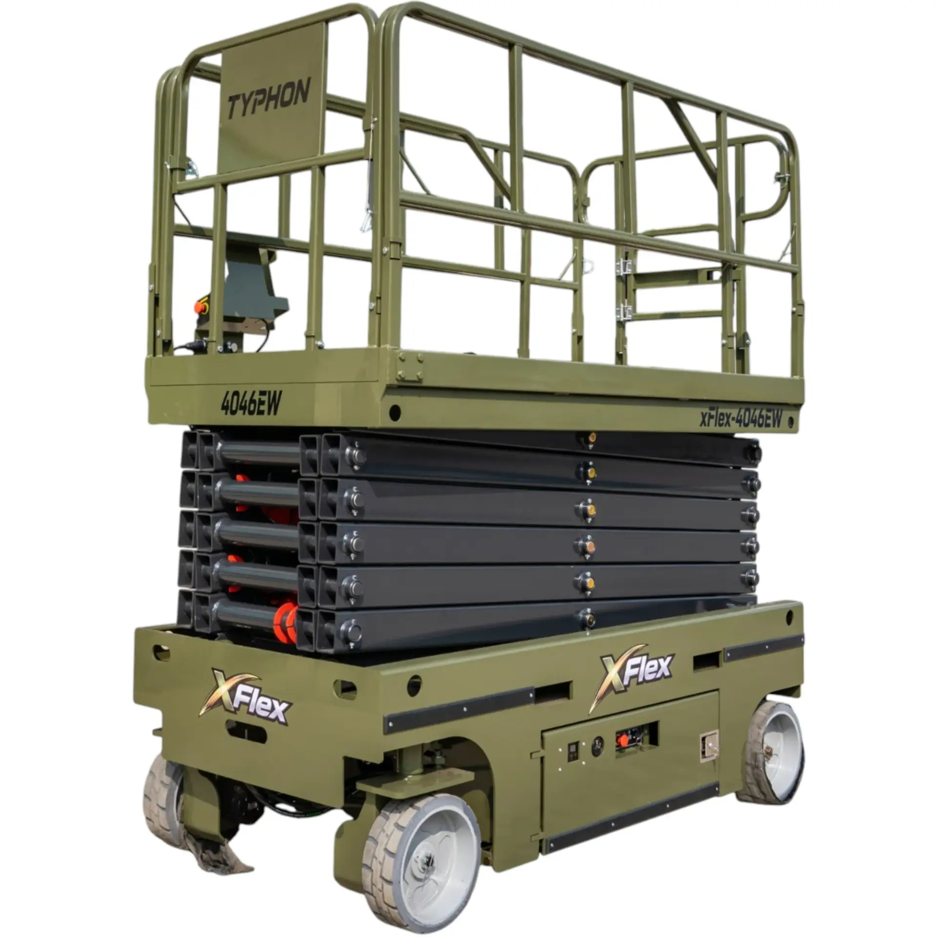 TYPHON xFlex-4046EW Electric Wheel Scissor Lift 2.6 Ton operating weight and 40ft platform height with 705lbs Load Capacity