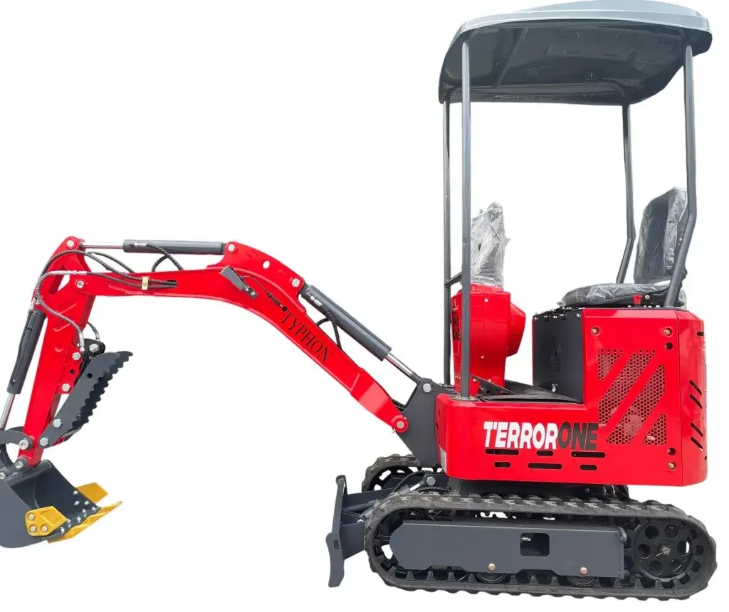 TYPHON TERROR ONE STORM 1 Ton Mini Excavator Trench Digger with Hydraulic Oil Cooler Canopy & Wide Bucket Ideal for Garden, Farm, Park & Road Work Digging, Drilling, Bull-Dozing