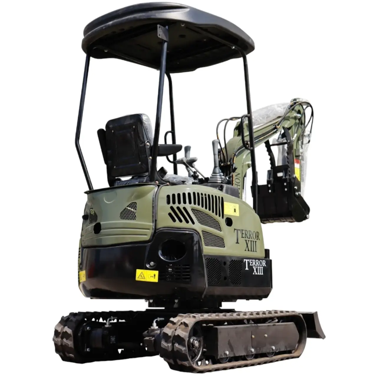 TYPHON TERROR XIII Mini Excavator – 1.3 Ton Trench Digger with Canopy, Hydraulic Thumb Clip, 13.5hp B&S Engine USA