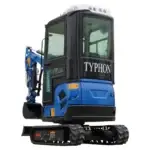 4,000 lb TYPHON TERROR XVII Cabin Mini Excavator Rubber Track with Kubota D902 Diesel Engine USA