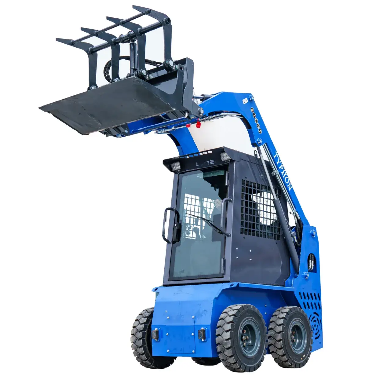 Heavy-Duty Solid Bottom Grapple Bucket for TYPHON STOMP X1300 & STOMP 509 Mini Skid Steers